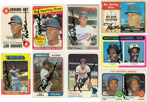 1968-1991 Topps and Assorted Brands Rod Carew Signed Cards Collection (72) (JSA Auction LOA)